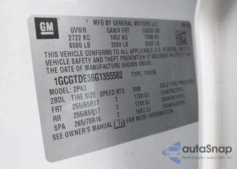 2016 Chevrolet Colorado Z71 из США, поврежденный, VIN 1GCGTDE36G1355582